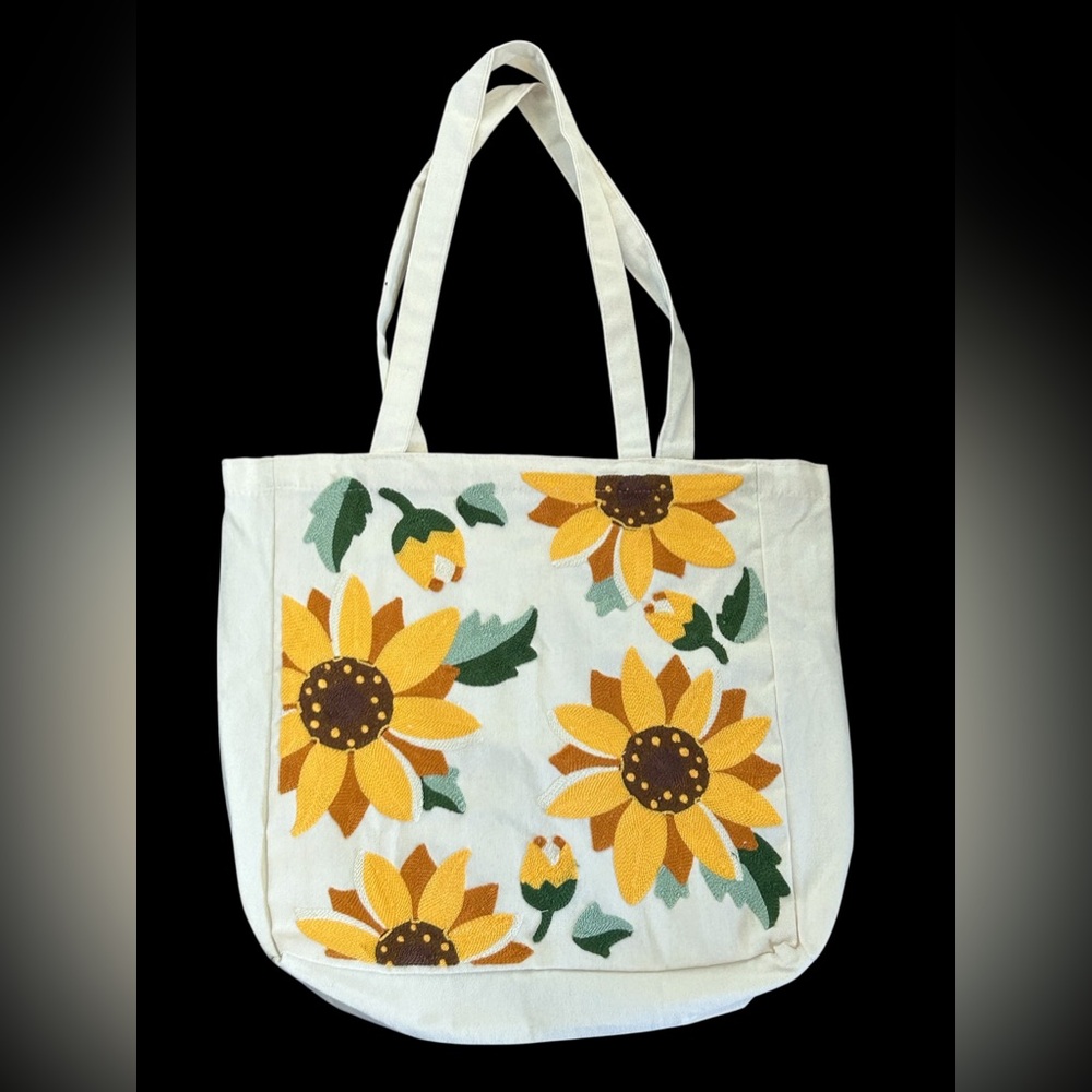 Embroidered Sunflower Tote Bag NWOT